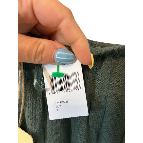 NWT Elan International Olive Strapless Drawstring Romper Cover-Up S Minimalist - Picture 4 of 4